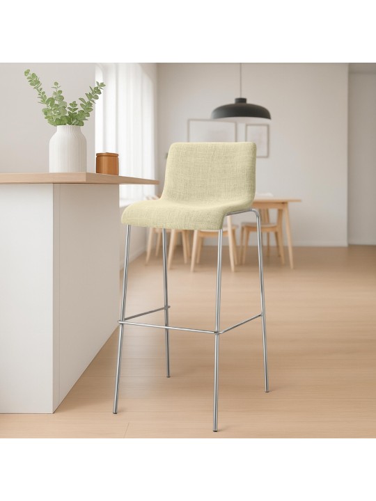 Barstol Hoover stof 4 fods stel krom, creme