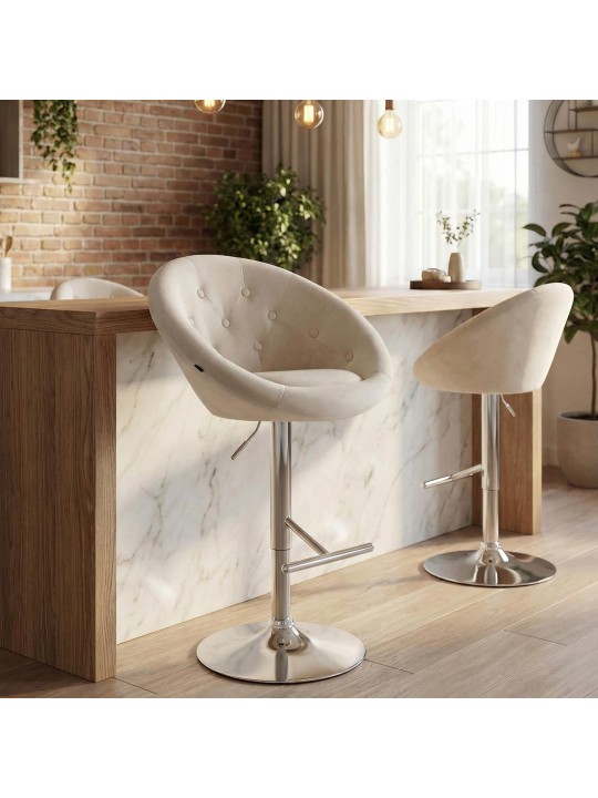 Barstol London fløjl krom, creme