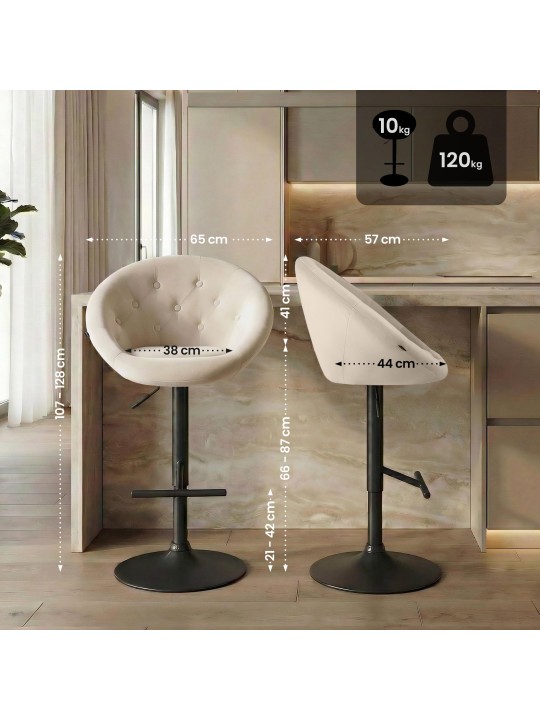 Barstol London fløjl sort, creme Barstol London fløjl sort, creme