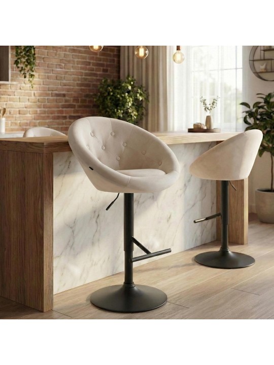 Barstol London fløjl sort, creme Barstol London fløjl sort, creme