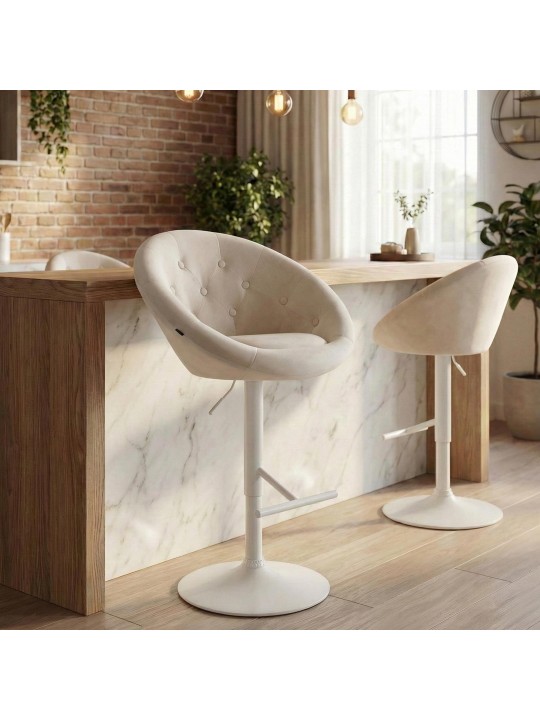 Barstol London fløjl hvid, creme Barstol London fløjl hvid, creme
