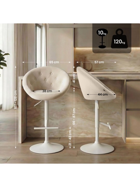 Barstol London fløjl hvid, creme Barstol London fløjl hvid, creme