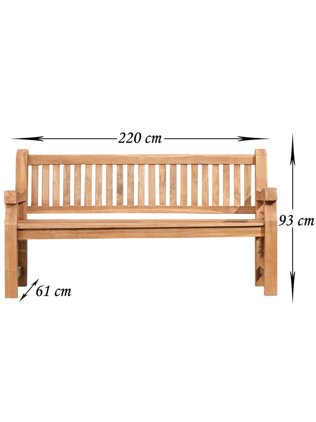 Teak bænk Jackson 220 cm, teak