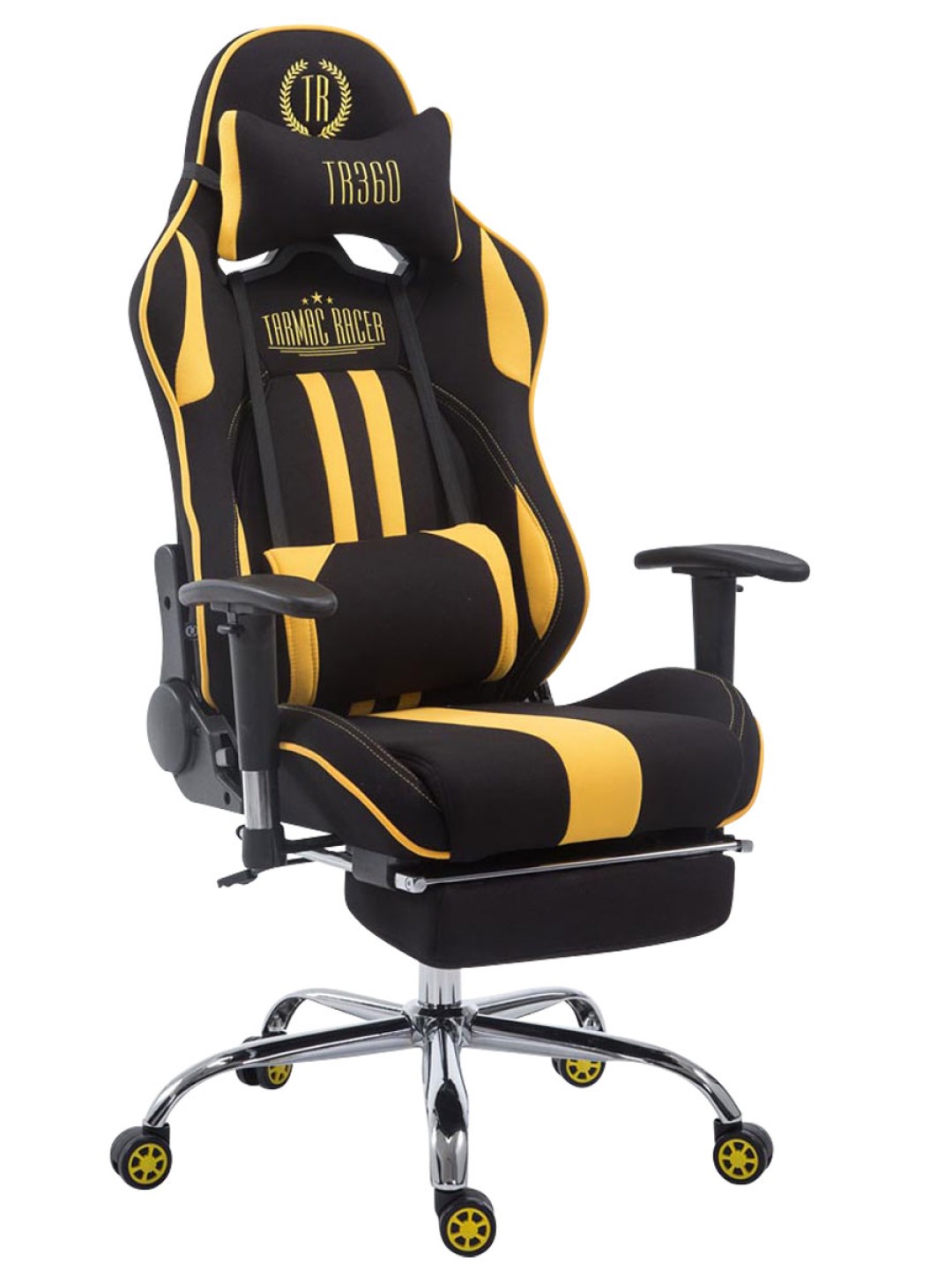 Racing kontorstol Limit V2 stof med fodstøtte, sort/gul