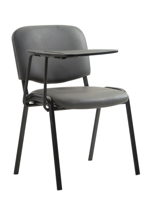 Ken stol med klapbord imiteret læder, grå