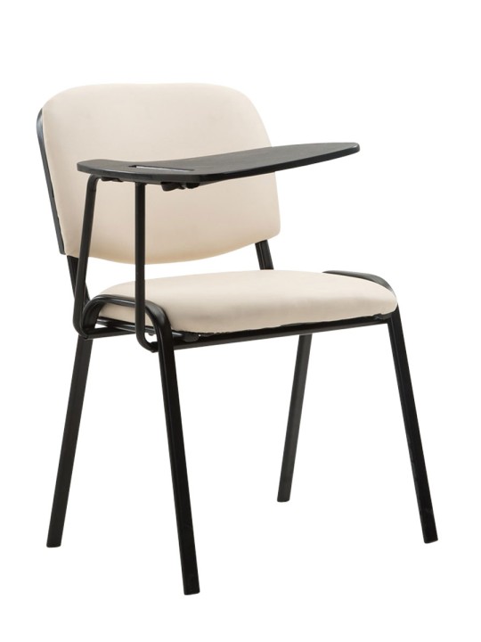 Ken stol med klapbord imiteret læder, creme
