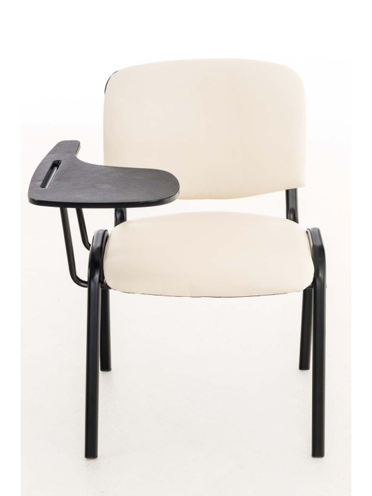 Ken stol med klapbord imiteret læder, creme