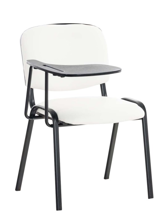 Ken stol med klapbord imiteret læder, hvid
