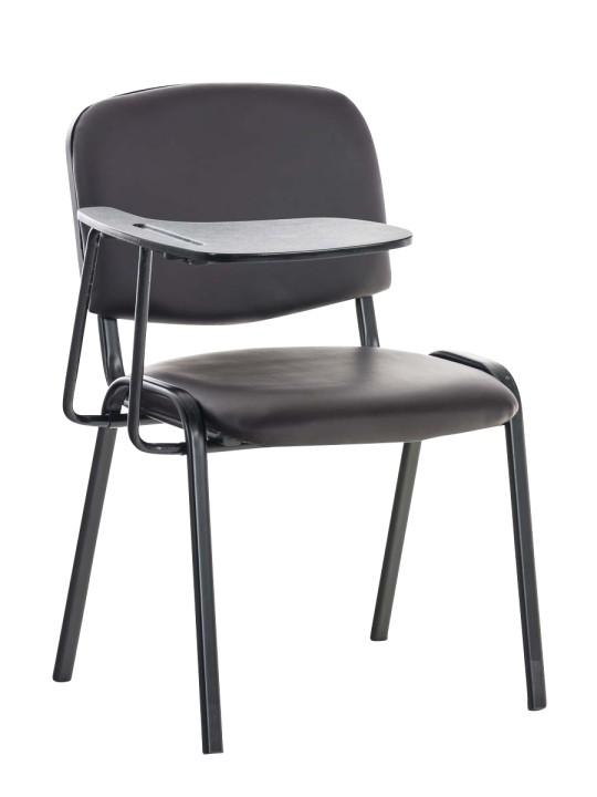 Ken stol med klapbord imiteret læder, brun