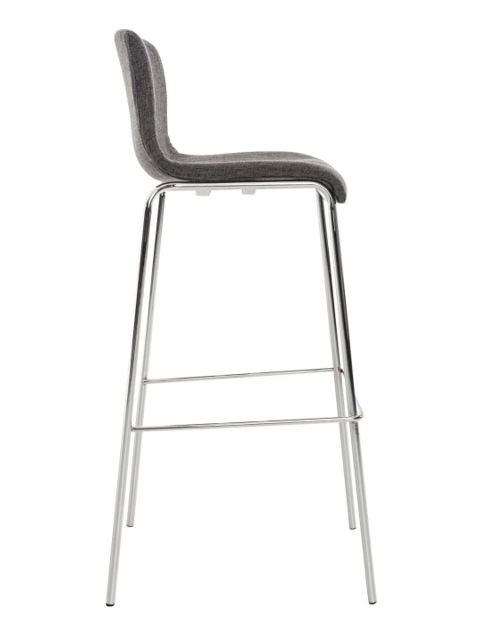 Barstol Hoover stof 4 fods stel krom, lysegrå