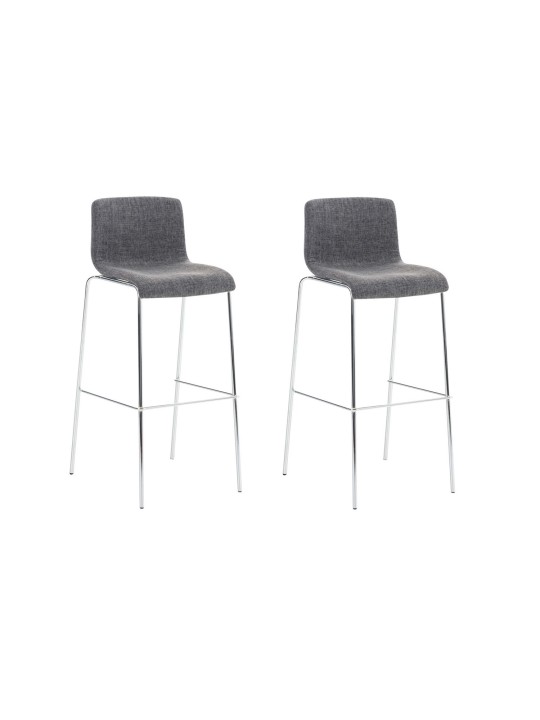 Sæt med 2 barstole Hoover stof 4 fods stel krom, lysegrå