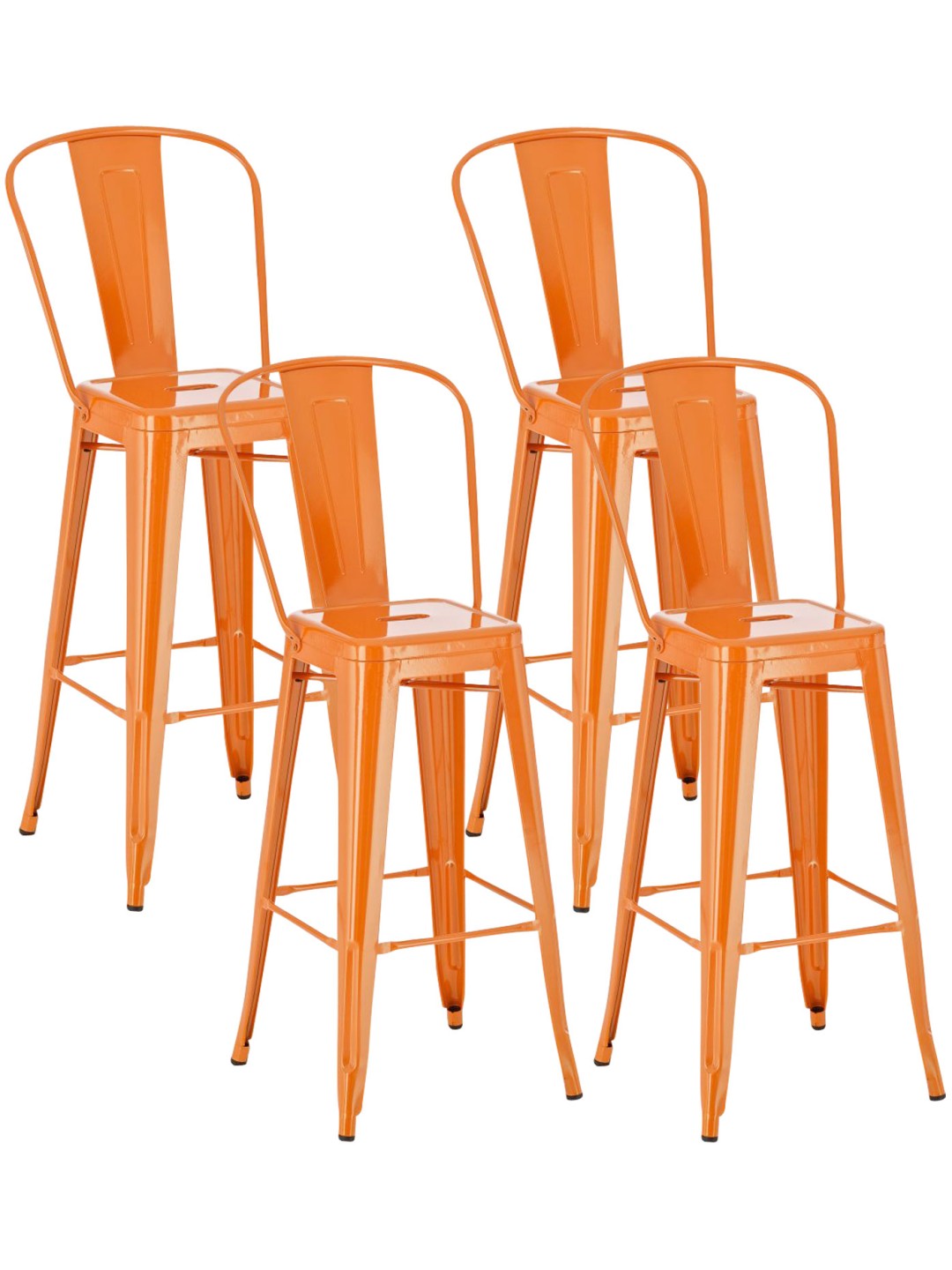 Sæt med 4 barstole Aiden, orange