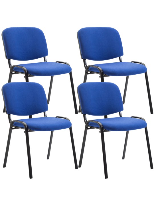 Sæt med 4 besøgsstole Ken stof, blå