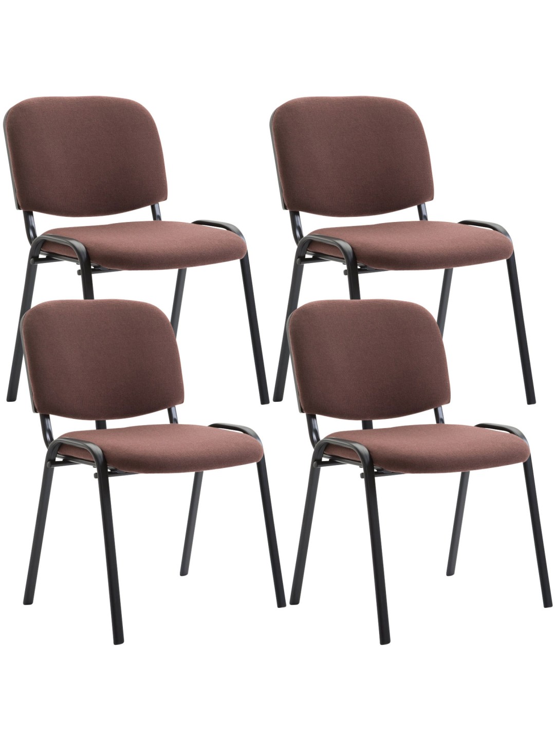 Sæt med 4 besøgsstole Ken stof, brun