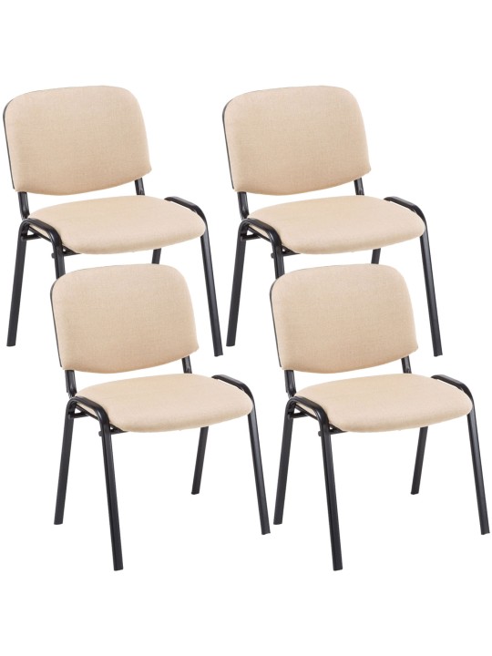Sæt med 4 besøgsstole Ken stof, creme Sæt med 4 besøgsstole Ken stof, creme