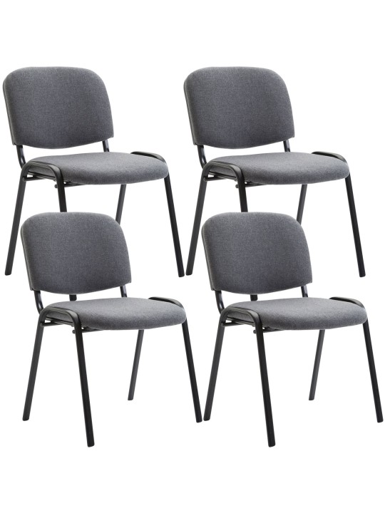 Sæt med 4 besøgsstole Ken stof, grå Sæt med 4 besøgsstole Ken stof, grå