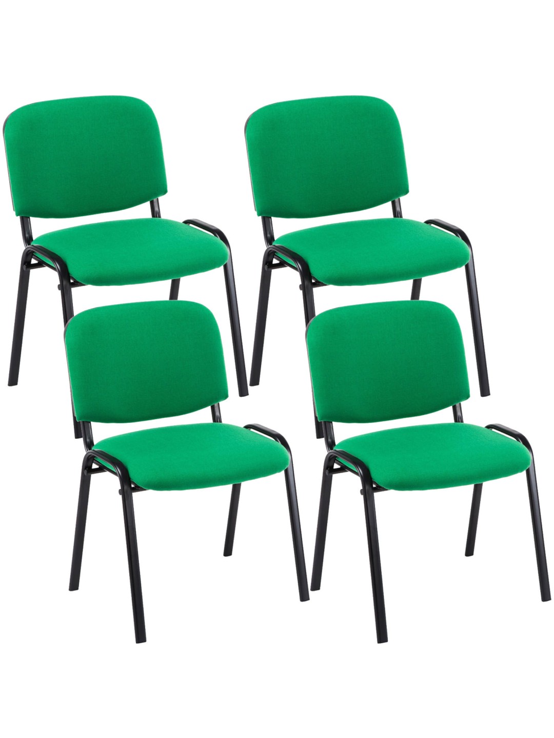 Sæt med 4 besøgsstole Ken stof, grøn