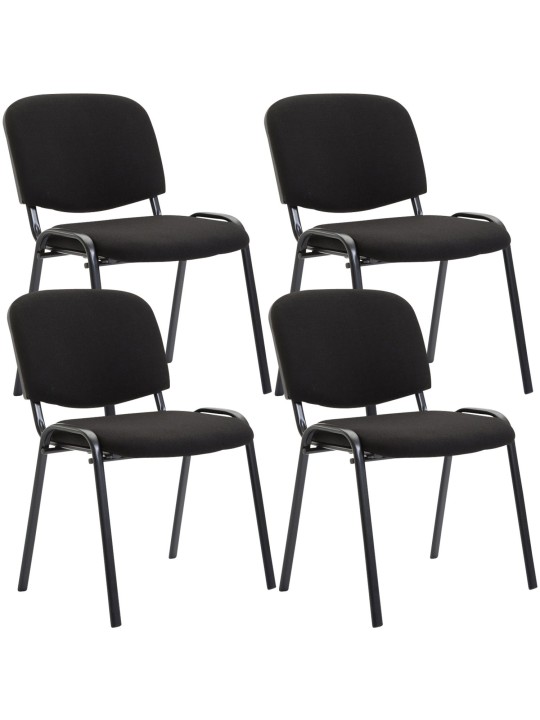 Sæt med 4 besøgsstole Ken stof, sort Sæt med 4 besøgsstole Ken stof, sort