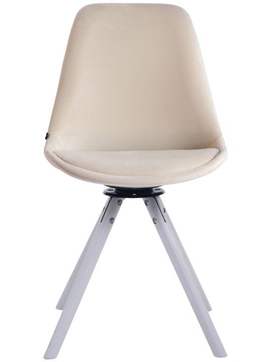 Troyes Velvet Rund Spisestuestol, creme