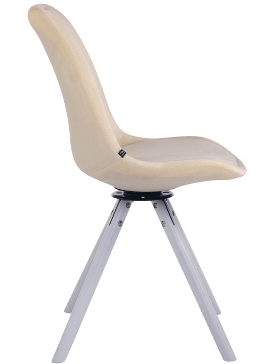 Troyes Velvet Rund Spisestuestol, creme