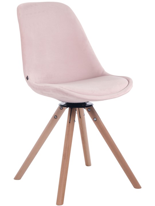 Spisestuestol Troyes fløjl rund natur, pink
