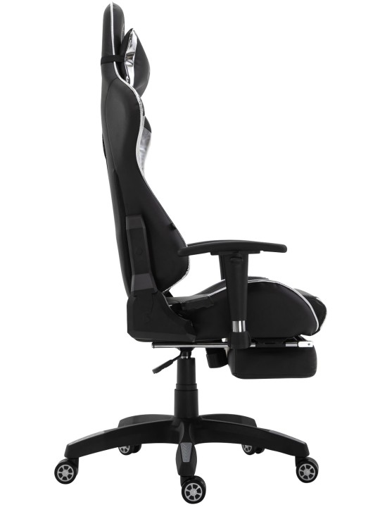 Racing kontorstol Turbo med fodstøtte blank, sort/hvid