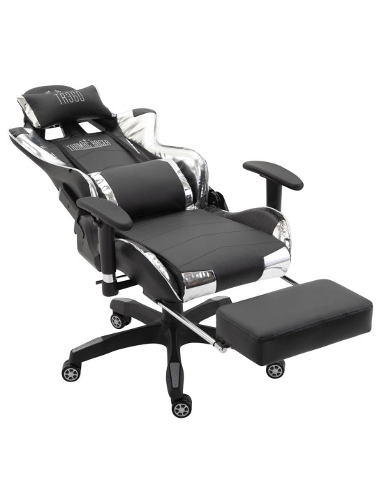 Racing kontorstol Turbo med fodstøtte blank, sort/hvid