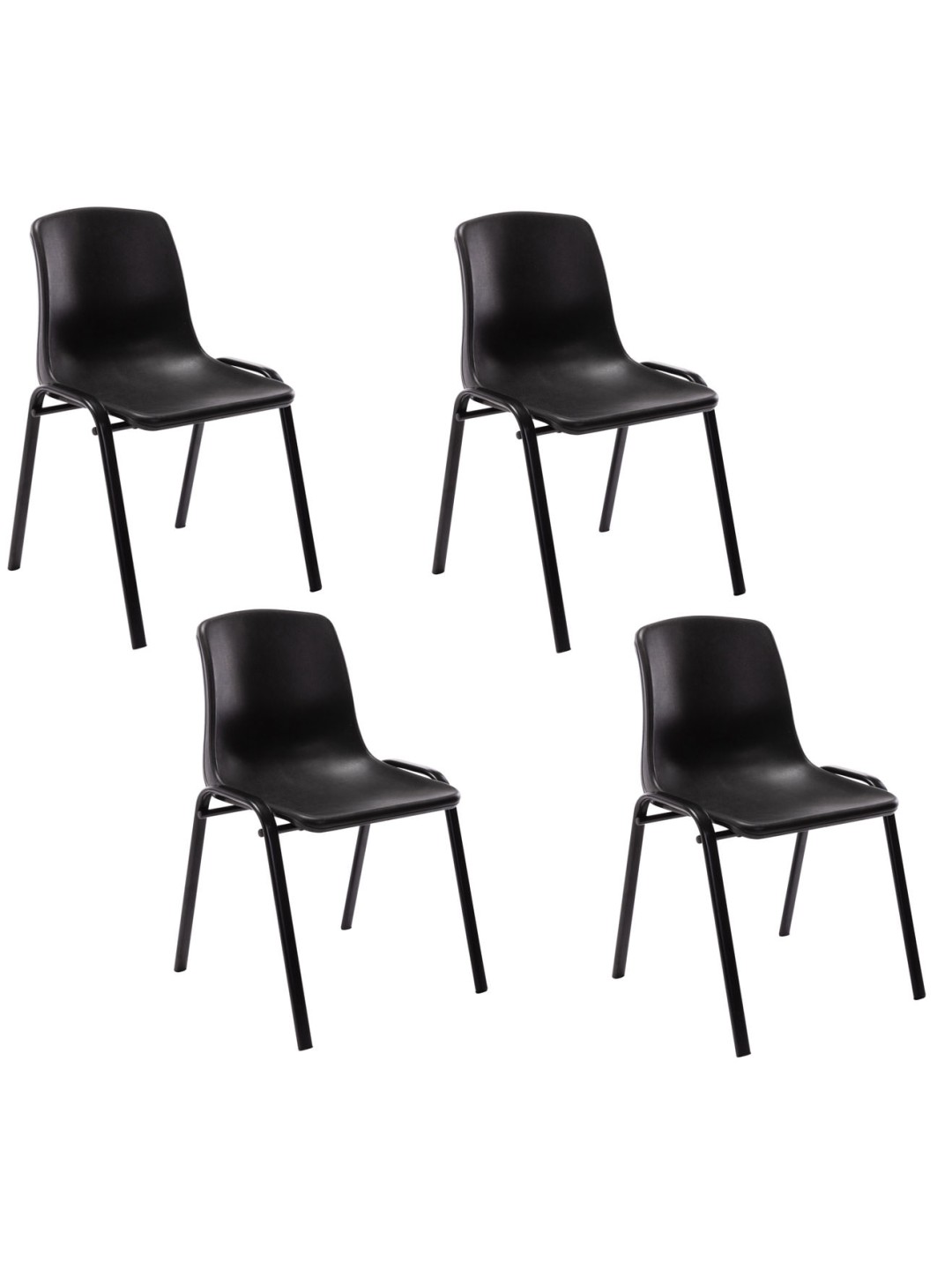 Sæt med 4 stabelstole Nowra plast, sort