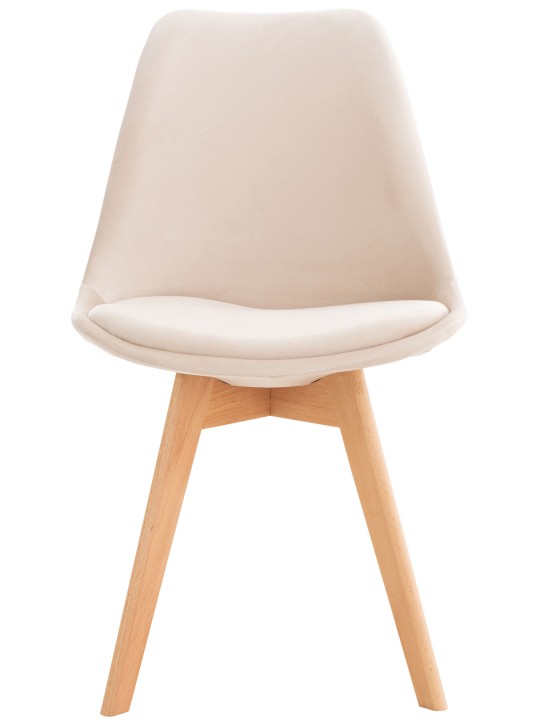 Sæt med 4 stole Linares fløjl, beige