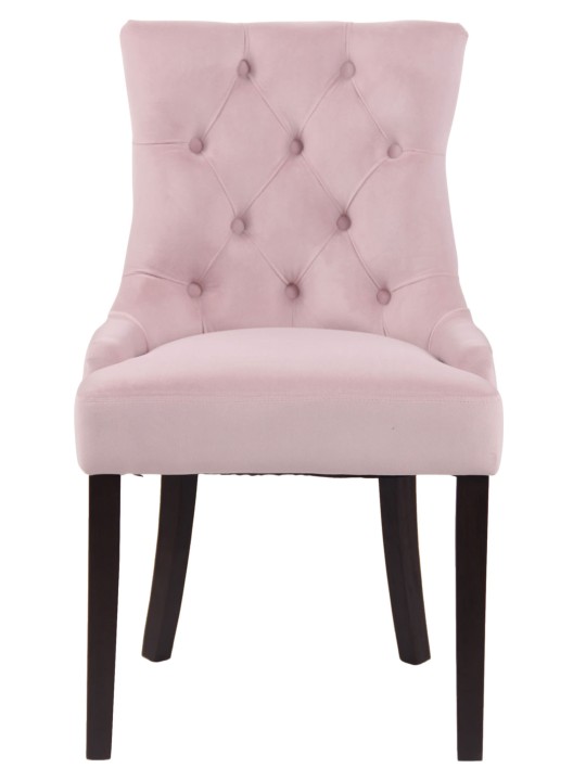 Sæt med 4 spisestuestole Aberdeen fløjl antik, pink
