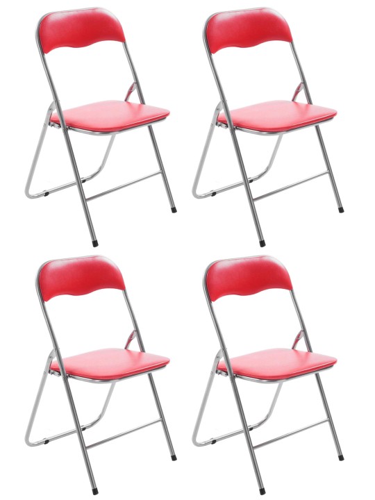 Sæt med 4 klapstole Felix, rød/sølv