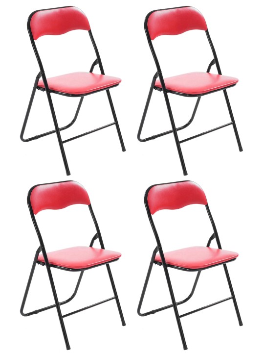 Sæt med 4 klapstole Felix, rød/sort