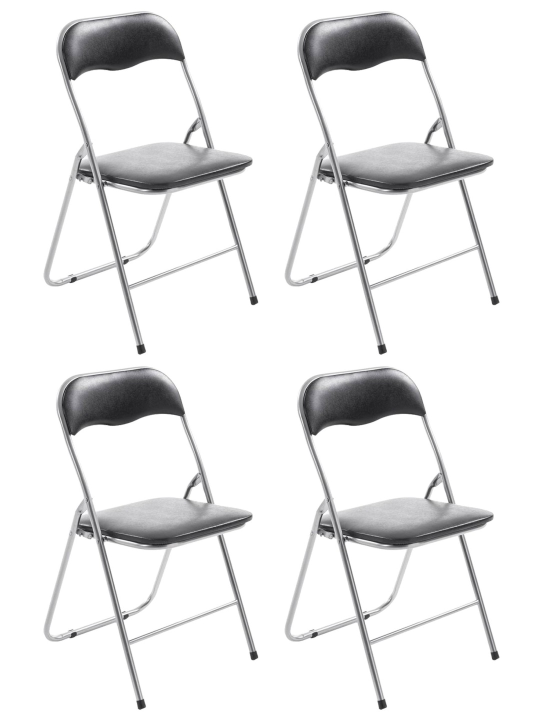 Sæt med 4 klapstole Felix, sort/sølv