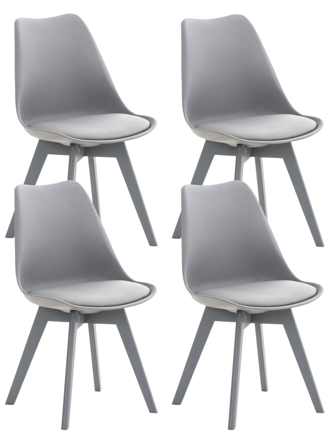 Sæt med 4 stole Linares plast, grå/grå