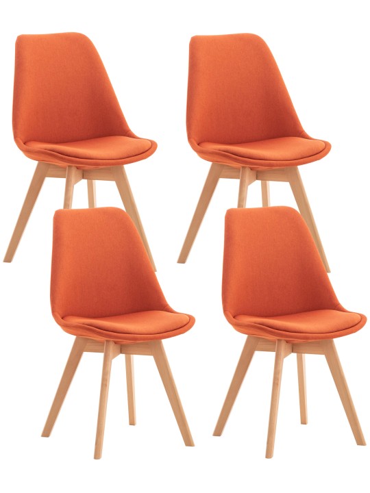 Sæt med 4 stole Linares stof, orange
