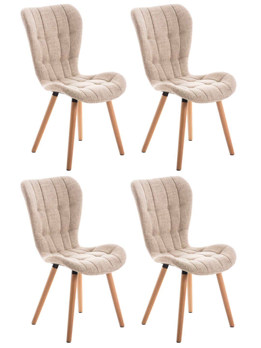 Sæt med 4 stole Elda stof natur, creme