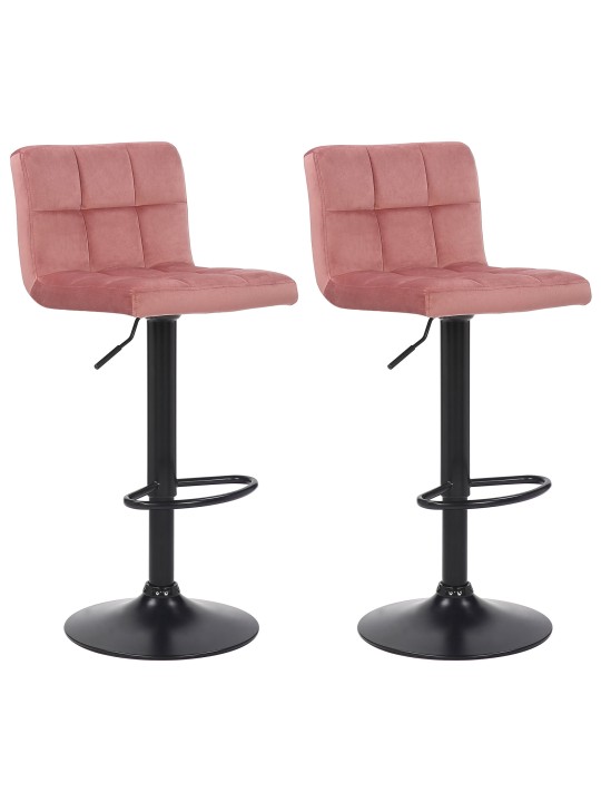 Sæt med 2 barstole Feni fløjl, pink