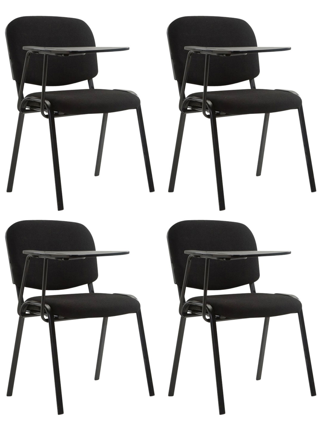 Sæt med 4 Ken stole med klapbordsstof, sort