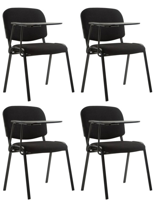 Sæt med 4 Ken stole med klapbordsstof, sort