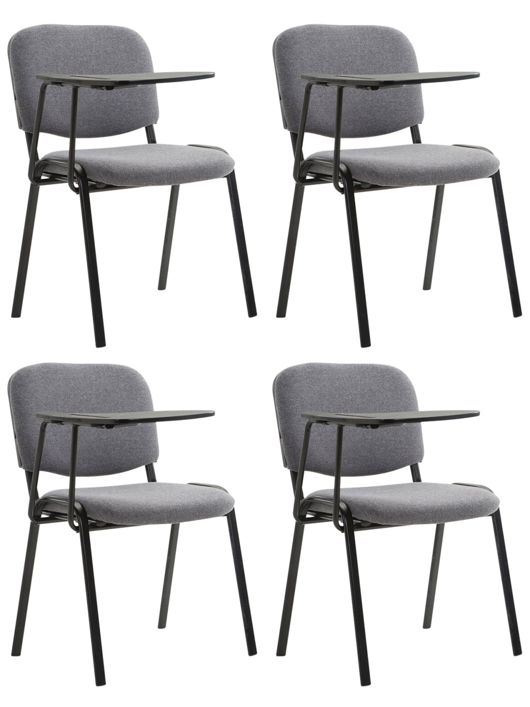 Sæt med 4 Ken stole med klapbordsstof, grå