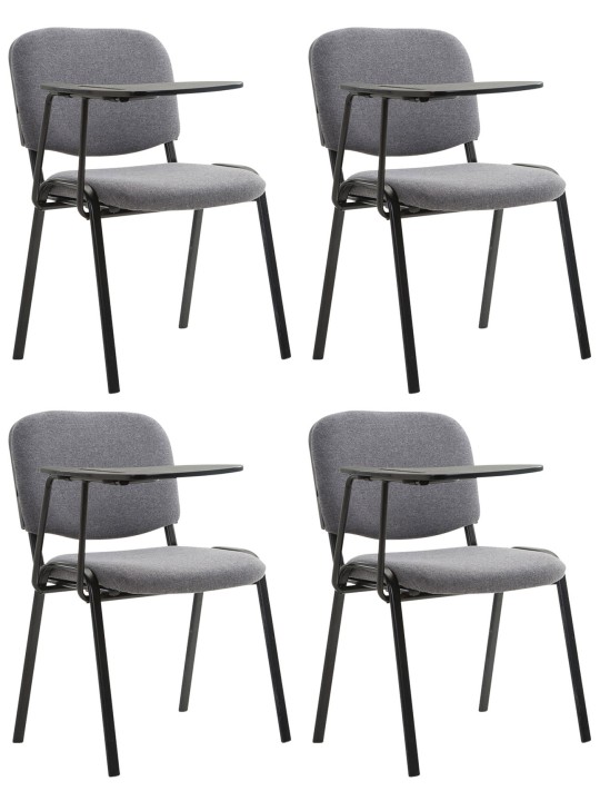 Sæt med 4 Ken stole med klapbordsstof, grå