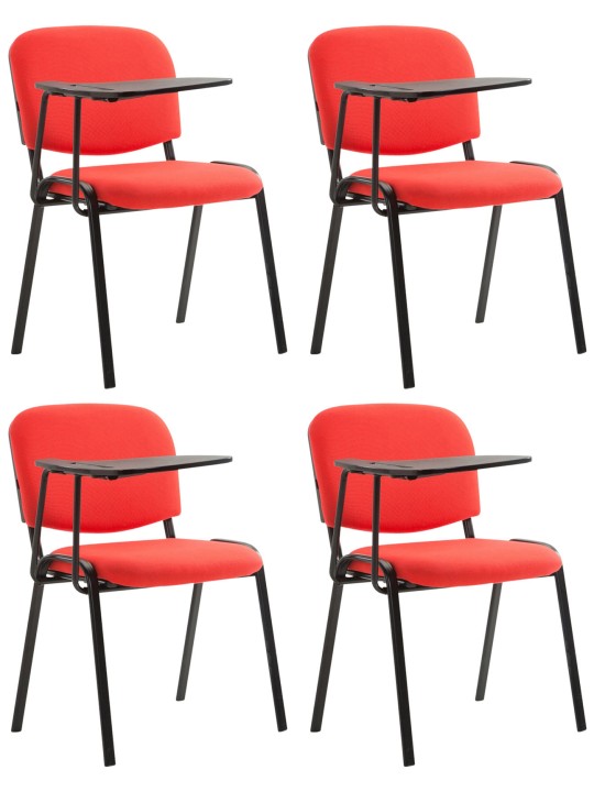 Sæt med 4 Ken stole med klapbordsstof, rød