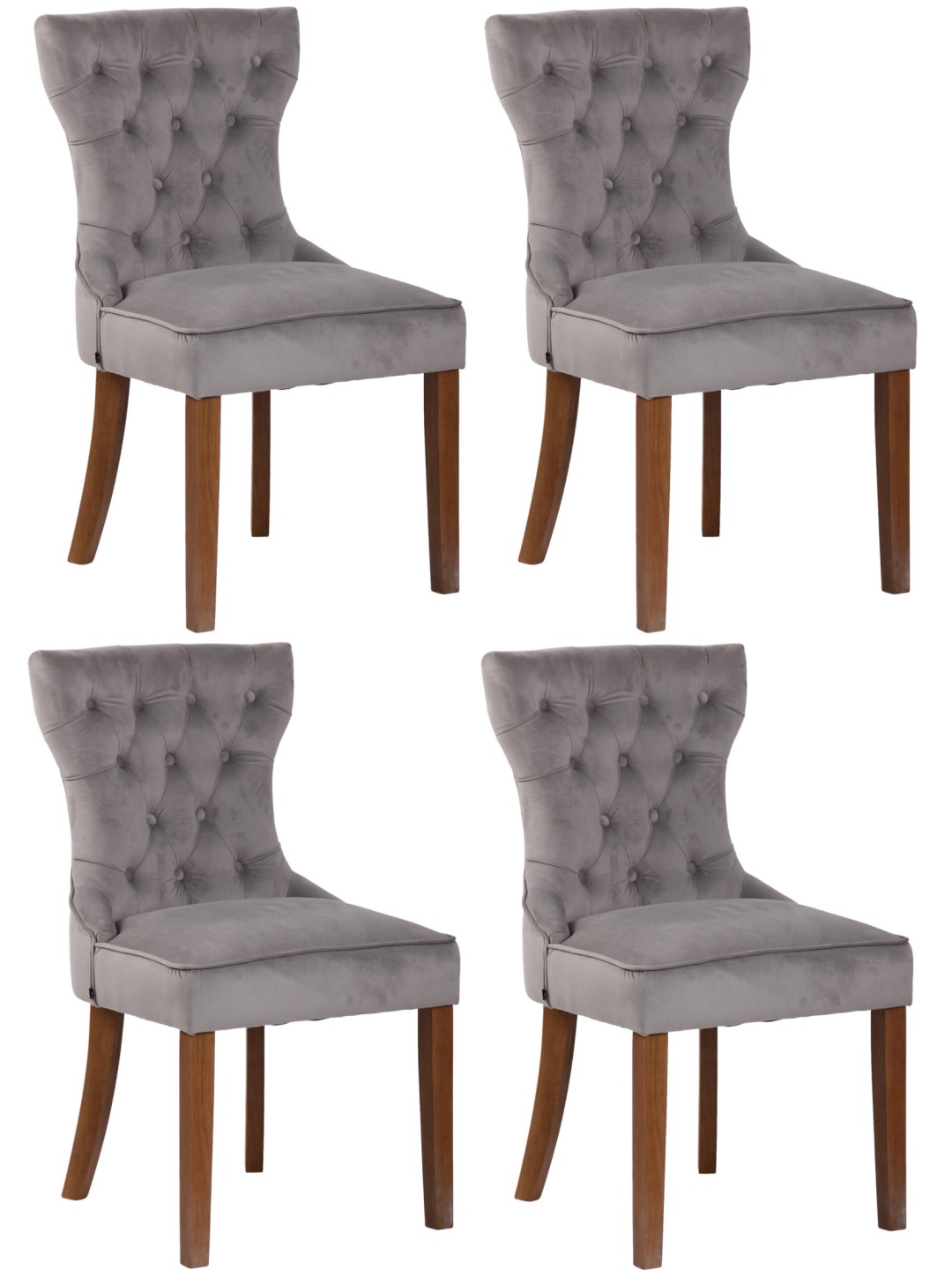 Sæt med 4 spisestuestole Franca velour antique-light, grå