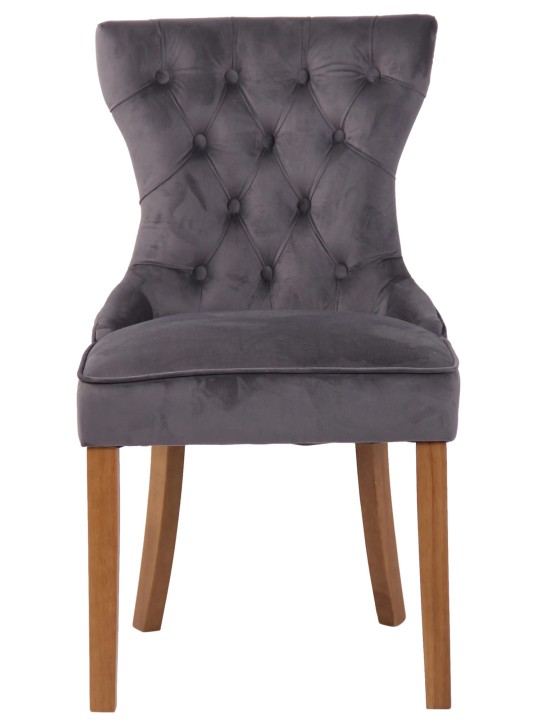 Sæt med 4 spisestuestole Franca velour antique-light, mørkegrå