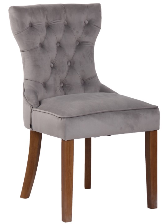 Sæt med 4 spisestuestole Franca velour antique-light, grå