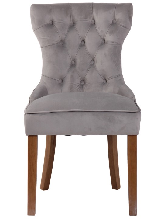Sæt med 4 spisestuestole Franca velour antique-light, grå