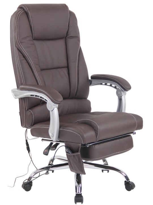 Kontorstol Pacific ægte læder med massagefunktion, brun