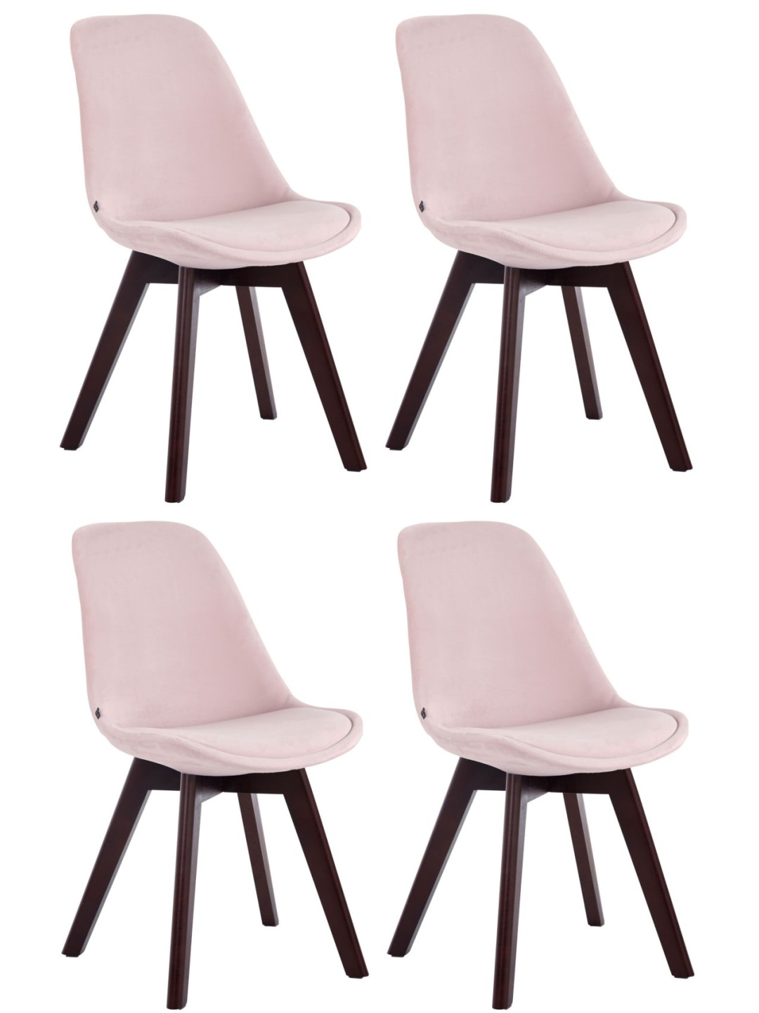 Sæt med 4 besøgsstole Borneo V2 fløjl valnød, pink