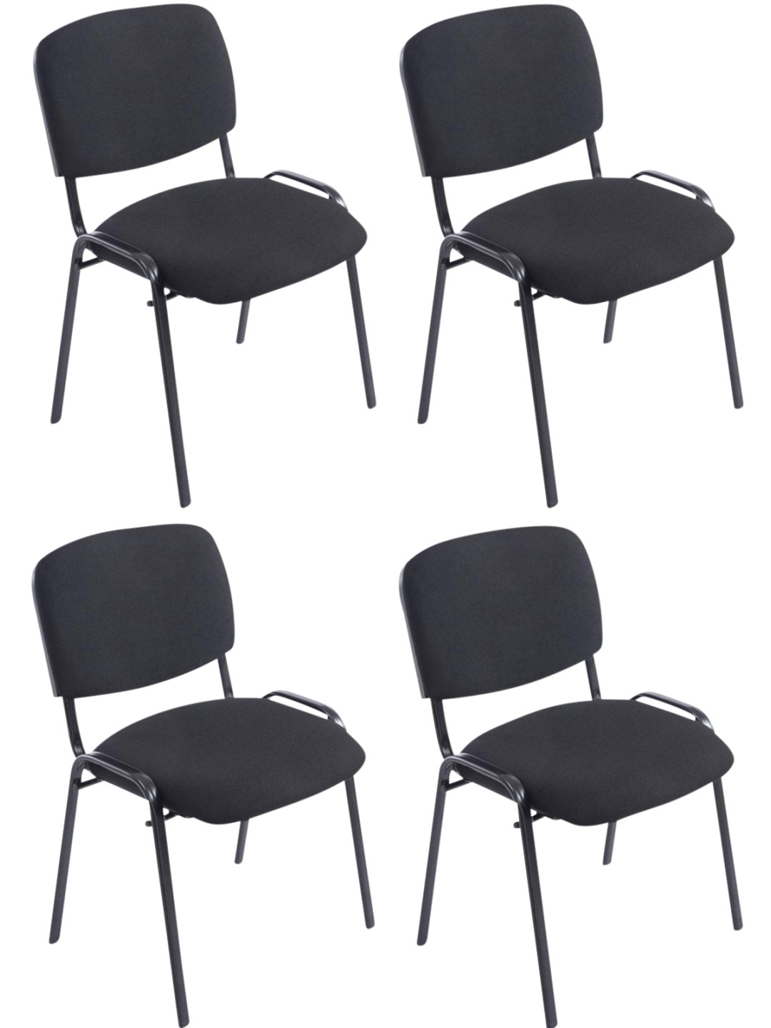 Sæt med 4 stole XL Ken stof, sort