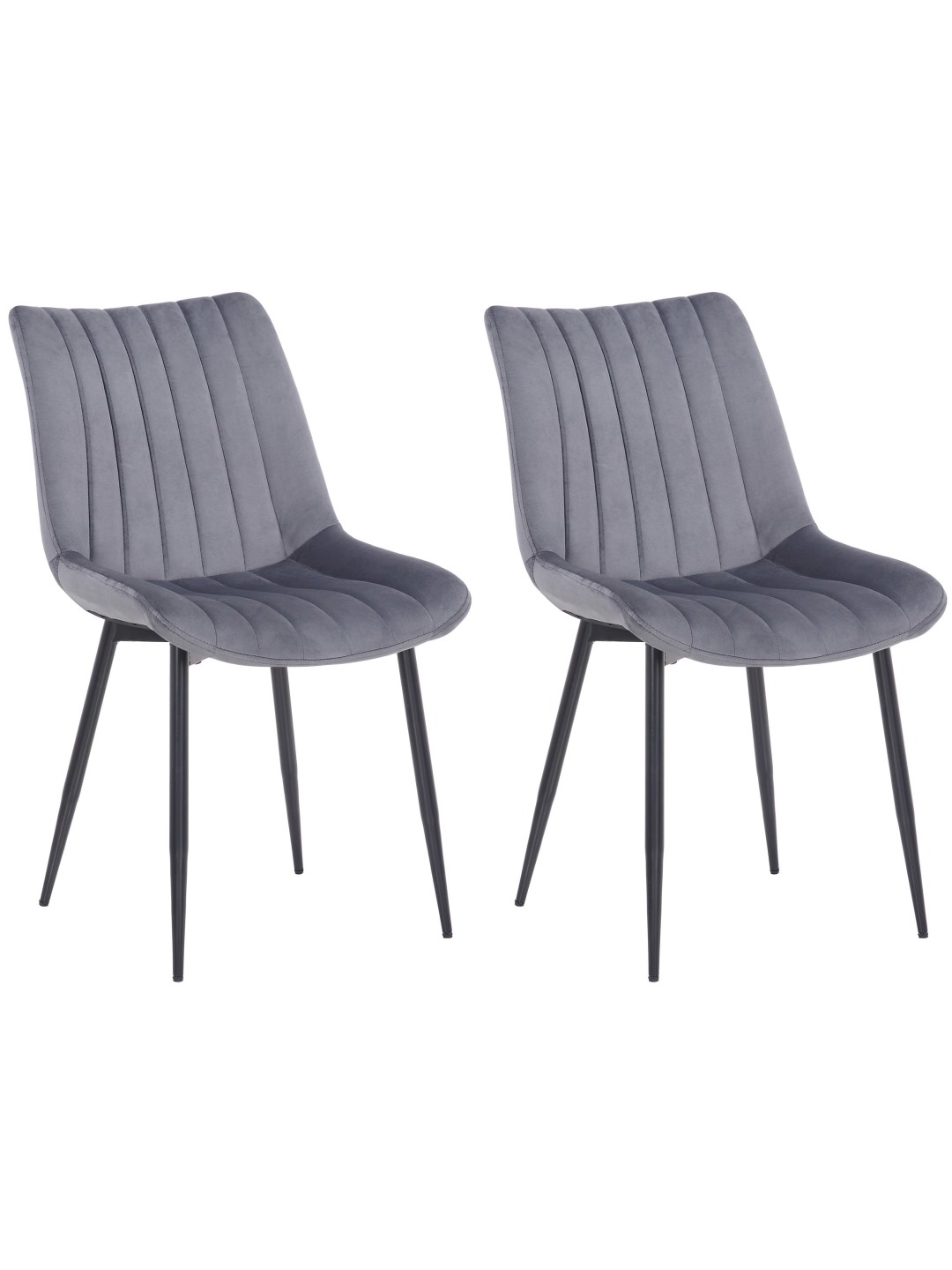 Sæt med 2 stole Rahden velvet, grå